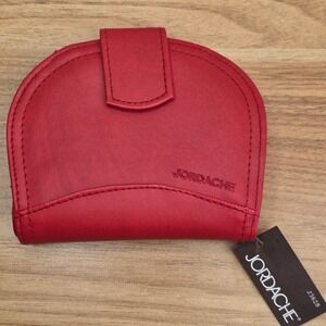 Jordache Red Faux Leather Bifold Wallet Vintage Snap Coin Pouch J3628 New